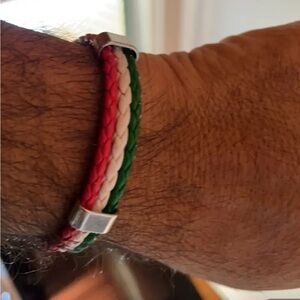 NEW Faux Leather Italian Flag Bracelet
